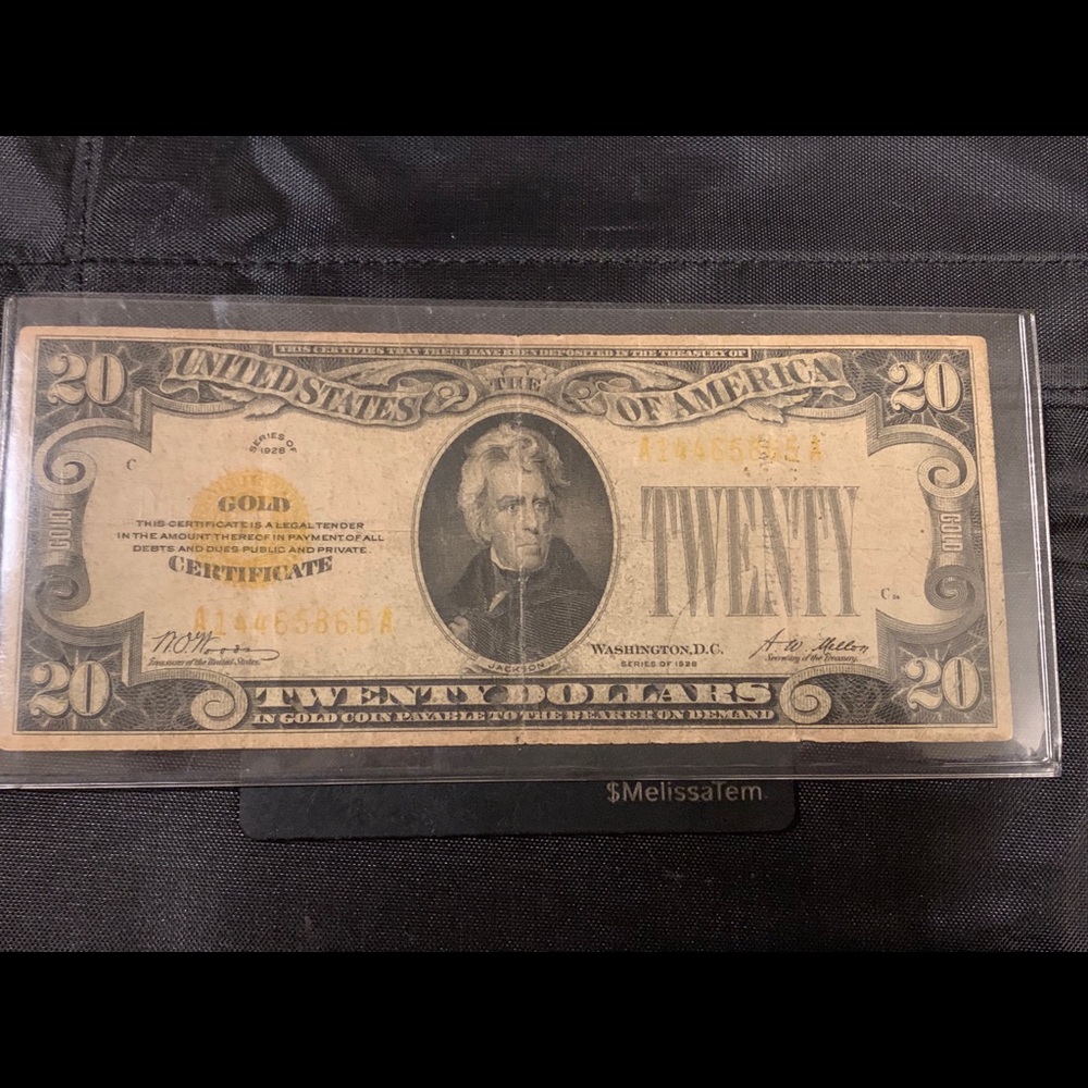 1928 $20 gold certificate